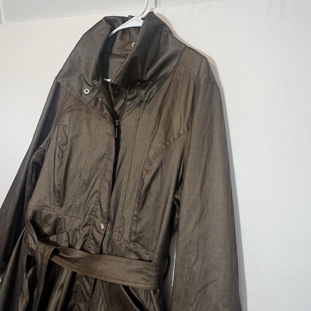 SAMUEL DONG BUBBLE COAT DRESS Women Classic XL Brown Bronze Lined Water Resistan - Picture 13 of 15